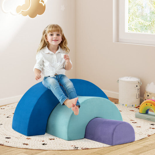 Rainbow Arc Climber Playset Foam Climbing Blocks with Machine Washable Covers-Multicolor W2B