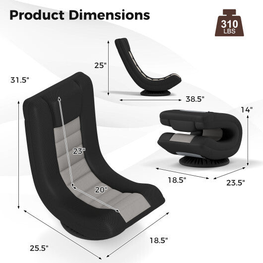 360? Swivel Gaming Chair with 4 Adjustable Position-Black and Gray W2B