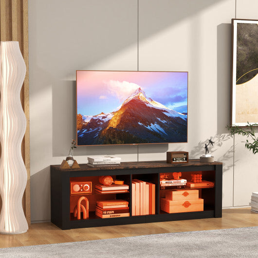 Modern TV Stand with LED Light and Adjustable Shelves for TVs up to 65 inch-Brown W2B