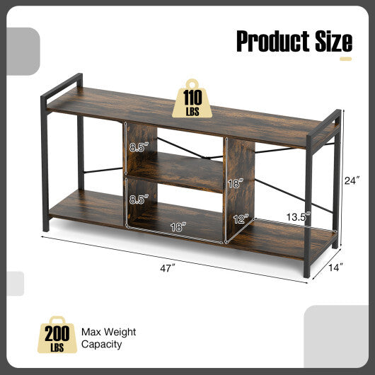 TV Stand for 55 Inch TVs Industrial Entertainment Center-Rustic Brown W2B