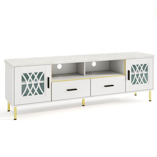 71 Inch TV Stand with Glass Doors for 80 Inch TVs-White W2B