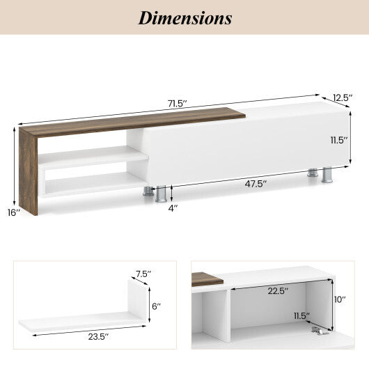 3 Pieces Farmhouse TV Stand for TVs up to 80 Inch with Cabinet and Compartments-White W2B