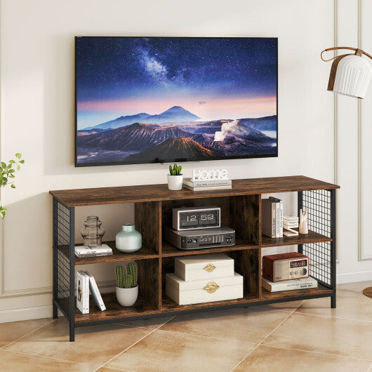 TV Stand for 65 Inch TVs-Rustic Brown and Black W2B