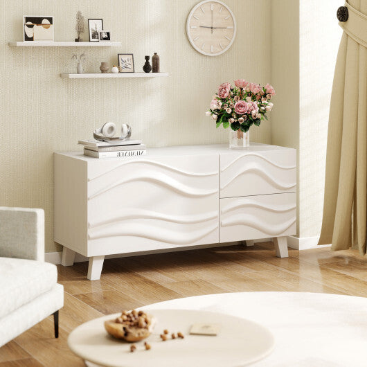 Modern Mid Century TV Stand with Drawers for 44 Inch TV-White