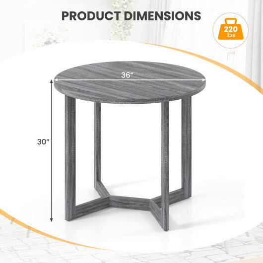 36 Inch Round Wood Dining Table for 2-4 People with Wing-shaped Pedestal Base-Grey W2B