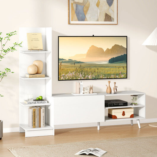 TV Stand for TVs up to 50 Inches Entertainment Center Modern Mid Century TV Cabinet-White