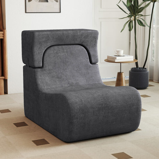 Floor Chair Lazy Sofa with Detachable Headrest-Gray W2B