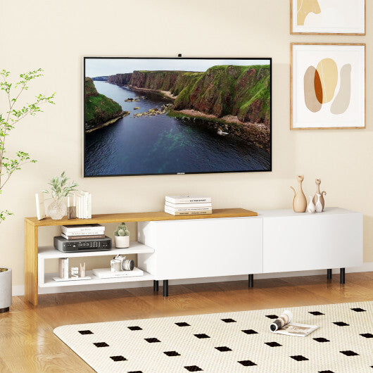 Modern TV Stand for 80 Inches TVs with Storage Shelves and Cabinets-White W2B