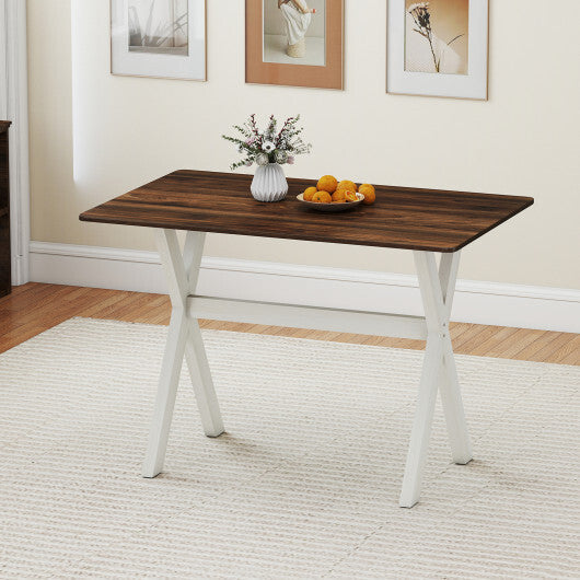 Modern Dining Table Wooden Kitchen Table with X-shaped Frame-White W2B