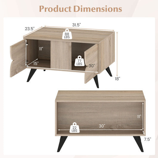 Farmhouse Accent Modern Coffee Table with Storage for Living Room Bedroom-Natural W2B