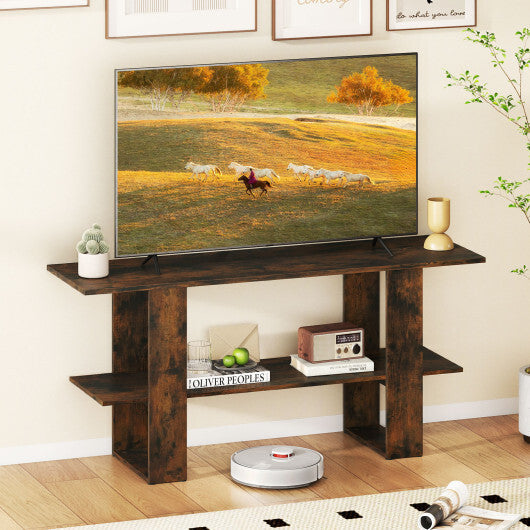 2-Tier TV Stand with Storage for TVs up to 55 Inch Console Table with Open Shelf-White W2B
