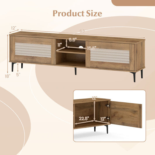 TV Stand for TVs up to 70 Inch Waveform Fluted Entertainment Center-Oak W2B