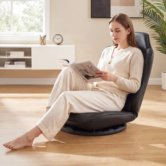 360? Swivel Floor Gaming Chair with 5-Level Adjustable Backrest-Black W2B