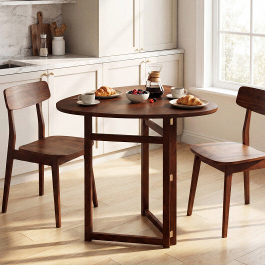 Foldable Dining Table 31.5" Triangular Small Kitchen Table for 2-Walnut W2B