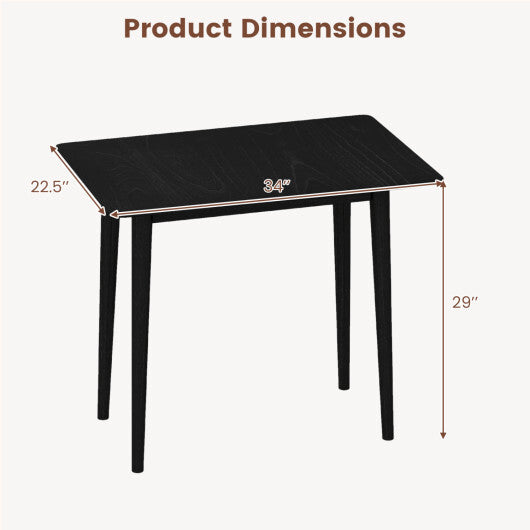 Rectangular Wooden Dining Table for 2-4 34 Inch Farmhouse Solid Wood Kitchen Table-Walnut W2B