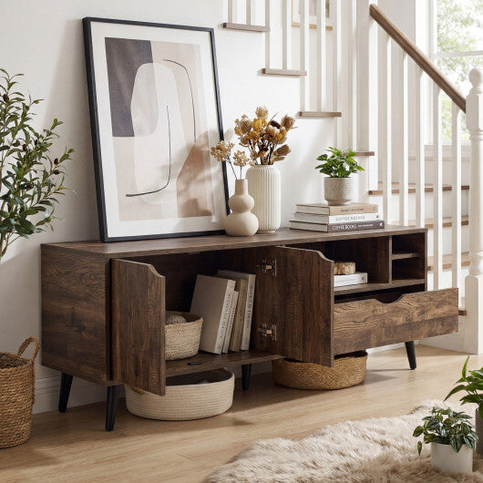 TV Stand for TVs up to 65 Inches Rustic Entertainment Center-Brown W2B