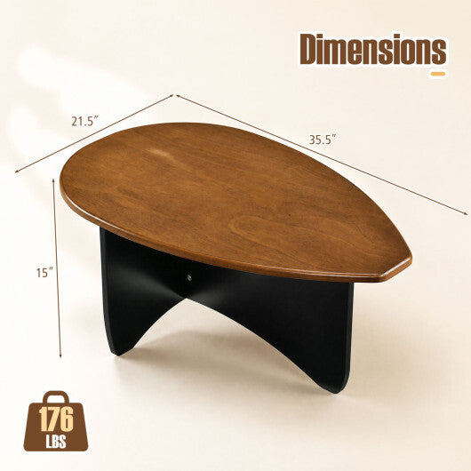 Oval Coffee Table Mid Century Modern Accent Table Low Profile Wooden Center Table-Black W2B
