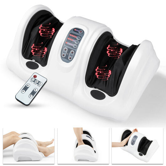 Therapeutic Shiatsu Foot Massager with High Intensity Rollers-White - Color: White W2B