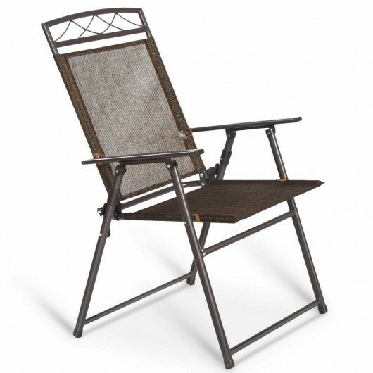 Set of 4 Patio Folding Sling Chairs Steel Camping Deck W2B