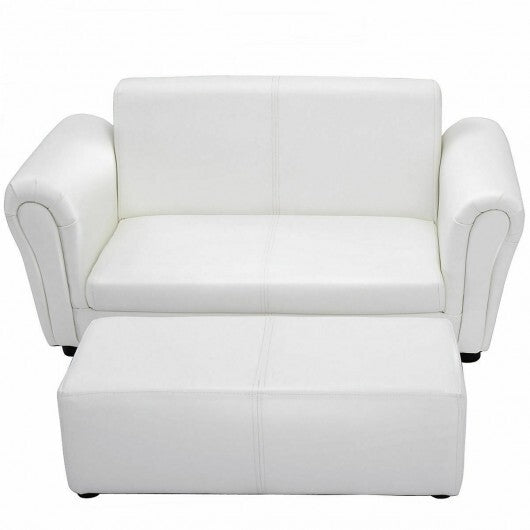 Black/White Kids Double Sofa with Ottoman-Black W2B