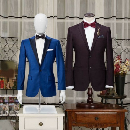 Plastic Half Body Head Turn Male Mannequin with Base W2B