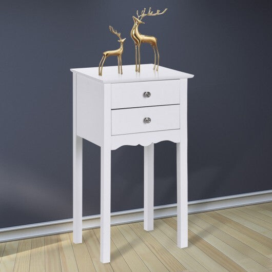 Side Table End Accent Table with 2 Drawers-Black W2B