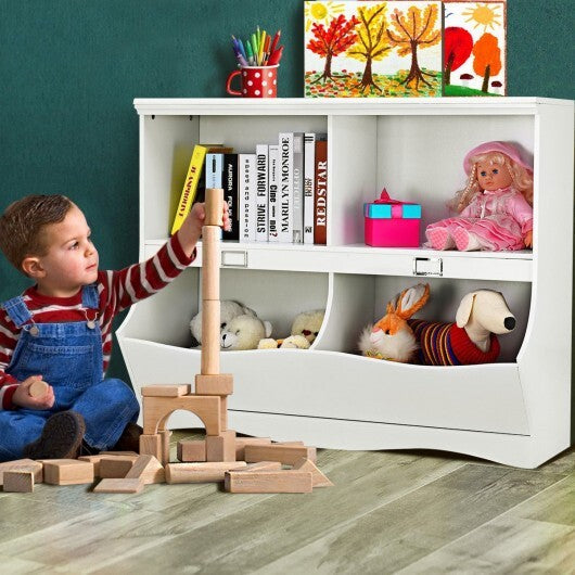Kids Storage Unit Baby Toy Organizer Children Bookshelf Bookcase-White W2B