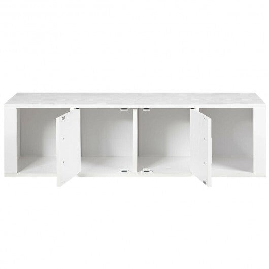 Wall Mounted Floating 2 Door Desk Hutch Storage Shelves W2B