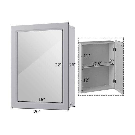 Wall Mounted Adjustable Medicine Storage Mirror Cabinet W2B