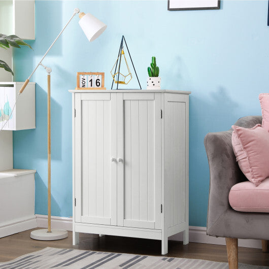 Bathroom Floor Storage Double Door Cupboard Cabinet-White W2B