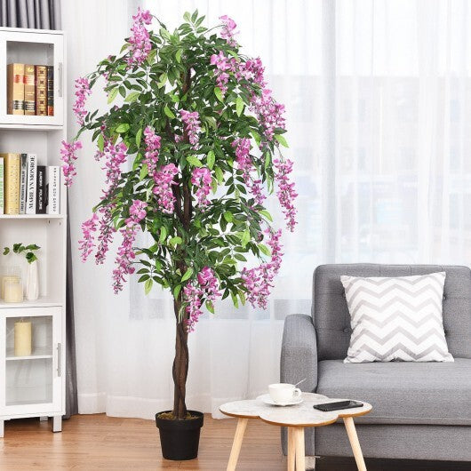 6-Feet Artificial Wisteria Silk Indoor-Outdoor Tree-1pieces - Color: Green W2B