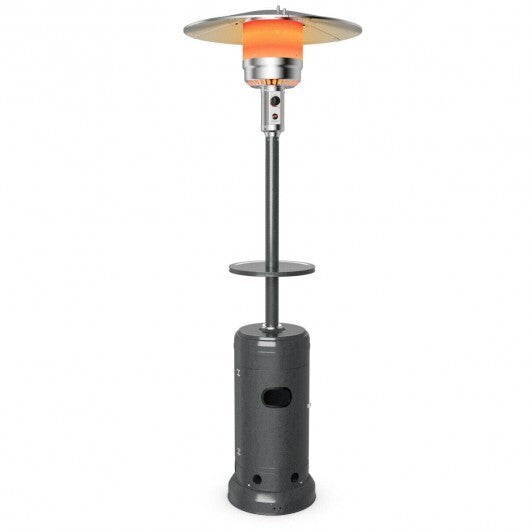 Outdoor Heater Propane Standing LP Gas Steel with Table & Wheels-Gray W2B