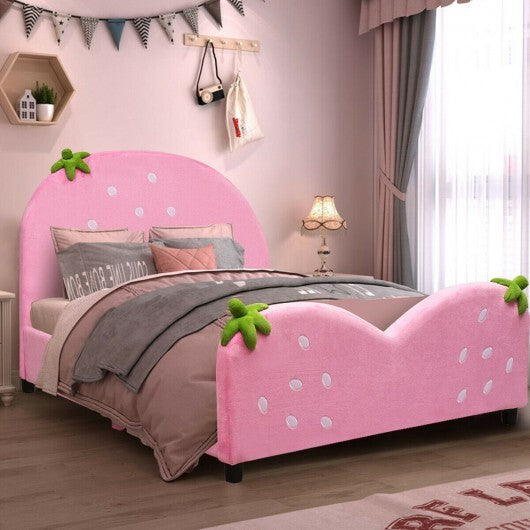 Kids Children Upholstered Berry Pattern Toddler Bed W2B