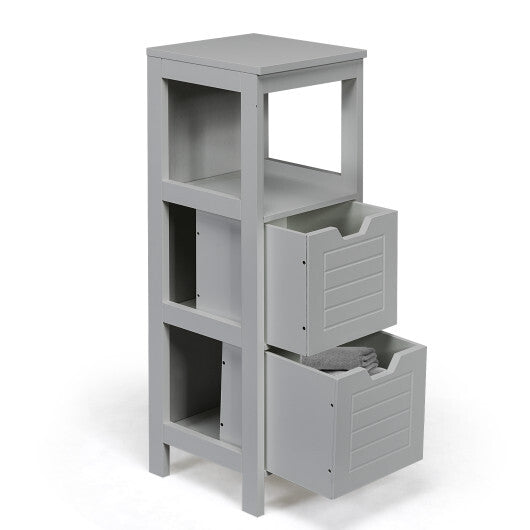 Bathroom Wooden Floor Cabinet Multifunction Storage Rack Stand Organizer-Black W2B