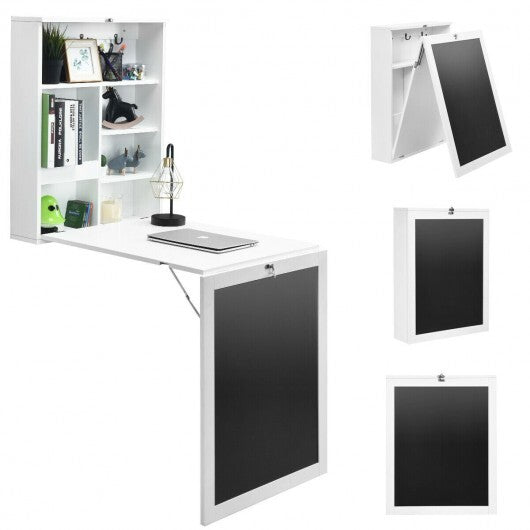 Convertible Wall Mounted Table with A Chalkboard-Black W2B