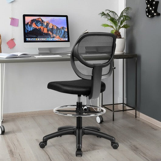 Adjustable Height Mid Back Mesh Drafting Office Chair W2B