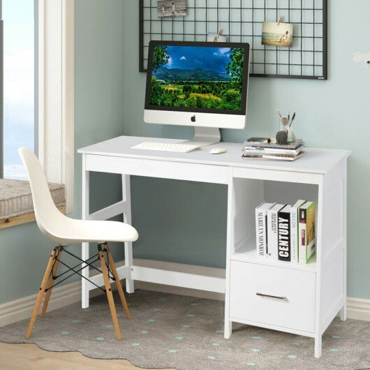 47.5 Inch Modern Home Computer Desk with 2 Storage Drawers-White W2B
