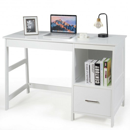 47.5 Inch Modern Home Computer Desk with 2 Storage Drawers-White W2B