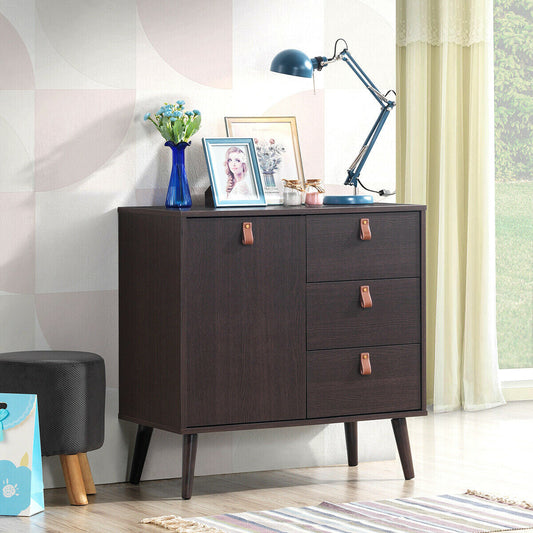3-drawer Sideboard Storage Display Cabinet-Brown - Color: Brown W2B
