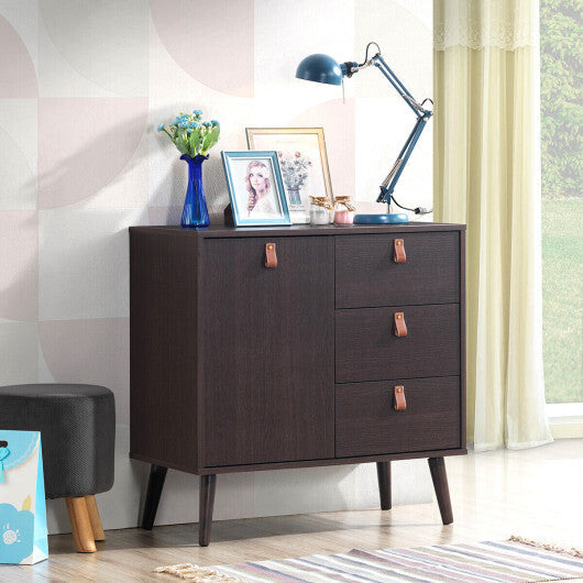 3-drawer Sideboard Storage Display Cabinet-Brown W2B