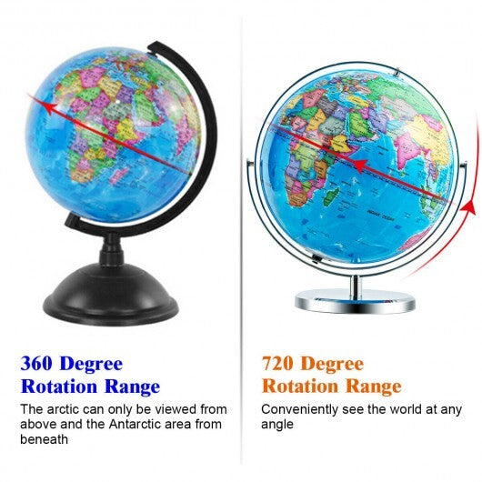 13 Inch Illuminated World Globe 720 Rotating Map with LED Light W2B