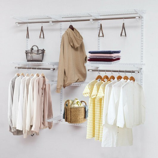 Adjustable Wall Mounted Closet Rack System with Shelf W2B
