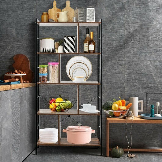 4-Tier Industrial Freestanding Bookshelf with Metal Frame W2B