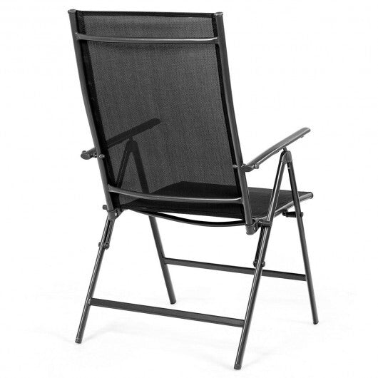 Set of 2 Adjustable Portable Patio Folding Dining Chair Recliners-Black W2B