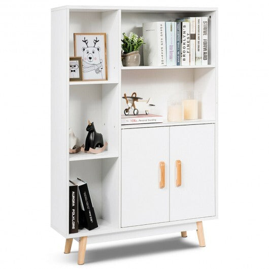 Free Standing Pantry Cabinet with 2 Door Cabinet and 5 Shelves W2B