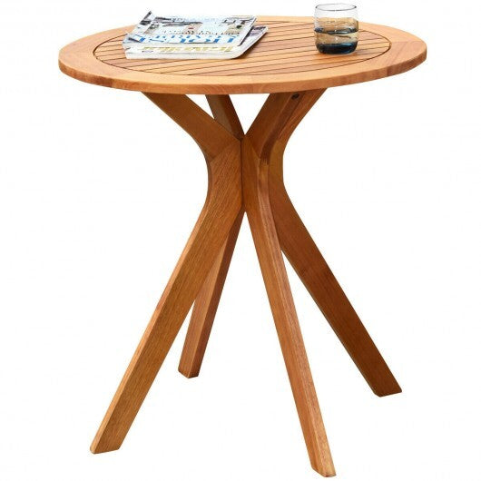 27 InchOutdoor Round Solid Wood Coffee Side Bistro Table W2B