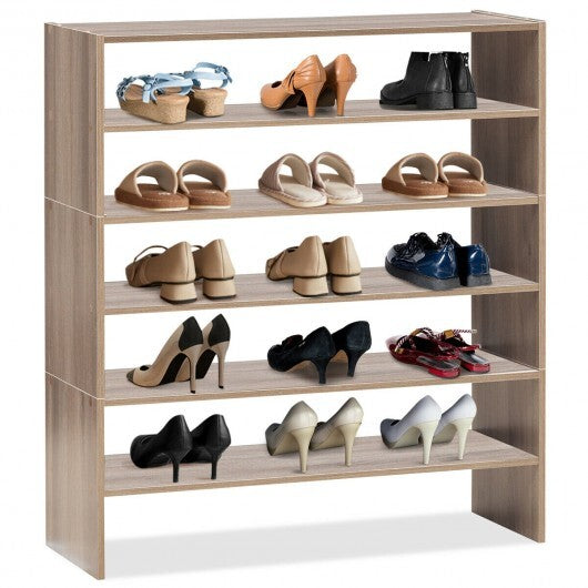 3 Pieces 31-Inch Stackable Multi-Shape Shoe Rack-White W2B