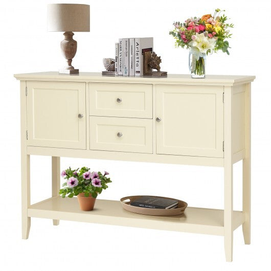 Wooden Sideboard Buffet Console Table with Drawers and Storage-Gray