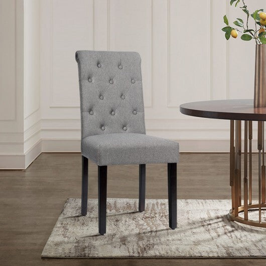 2 Pieces Tufted Dining Chair Set with Adjustable Anti-Slip Foot Pads-Blue and White W2B