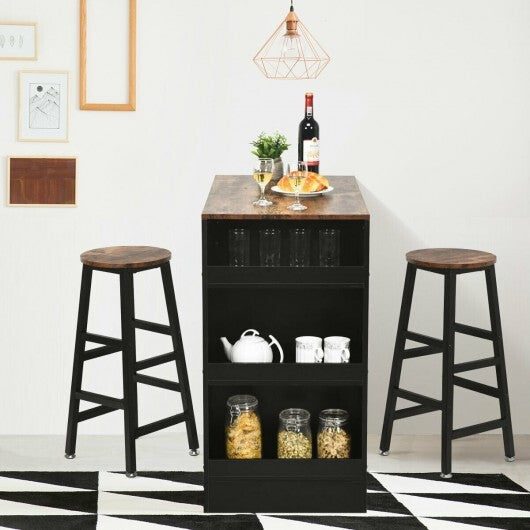 3 Pieces Bar Table Set with Storage W2B